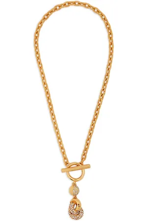 Oscar de la Renta Crystal-pendant love-knot necklace