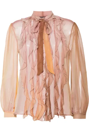 Roberto Cavalli Ruffled sheer shirt