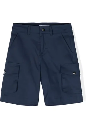 Emporio Armani Kids logo-plaque five-pocket shorts - Blue