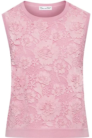 Oscar de la Renta Floral guipure silk-blend tank top