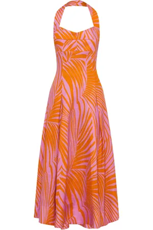 Nicholas Seraphina palm-print linen dress