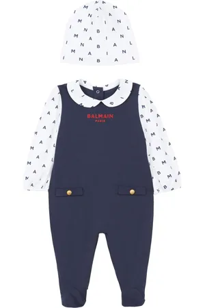 Balmain Letters-print cotton pajamas and beanie (set of two)
