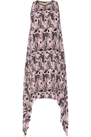 Kenzo Bird-print pliss?? midi dress