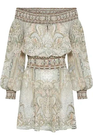 Camilla Off-shoulder silk mini dress
