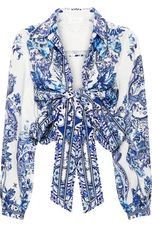 Camilla Glaze And Graze-print cropped shirt