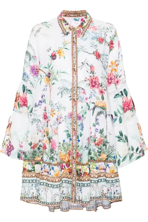 Camilla Plumes And Parterres-print mini dress