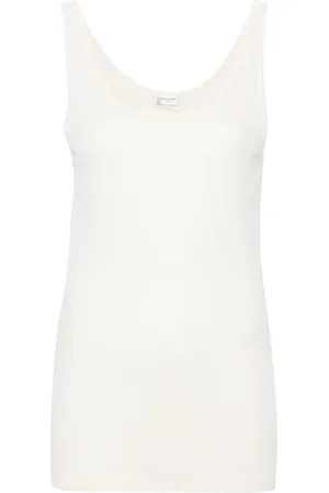 Saint Laurent Fine-ribbed semi-sheer tank top