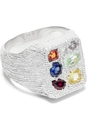 Bleue Burnham Cottage Garden multi-sapphire signet ring