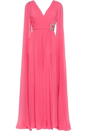 Elie saab V-neck chiffon silk gown