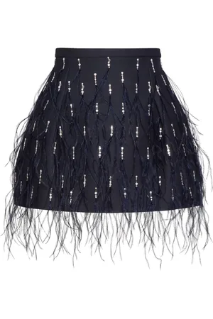 VALENTINO GARAVANI Feather-embellished miniskirt