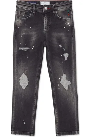 Philipp Plein Ripped-detail straight-leg jeans