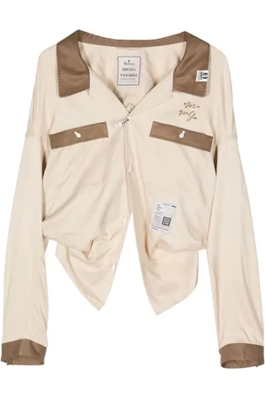 Maison Mihara Yasuhiro Slogan-embroidered cropped shirt