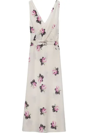 Prada Floral-print sablé midi dress