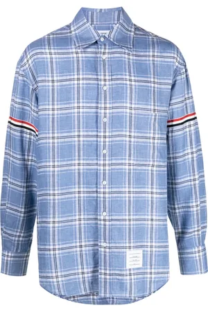 Thom Browne RWB stripe checked linen shirt