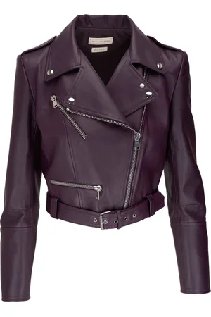 Alexander McQueen Cropped leather biker jacket