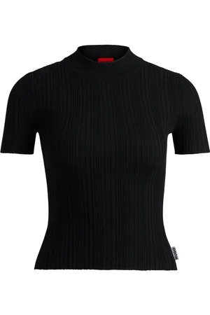 HUGO BOSS Mock-neck ribbed-knit top