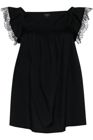 Giambattista Valli Lace-detail square-neck blouse