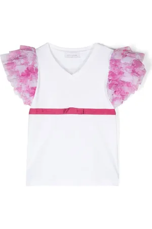 MONNALISA Bow-detail ruffled T-shirt