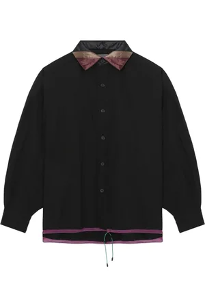 Kolor Striped-collar cotton shirt