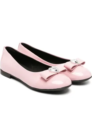 VERSACE Bow-detail leather ballerina shoes