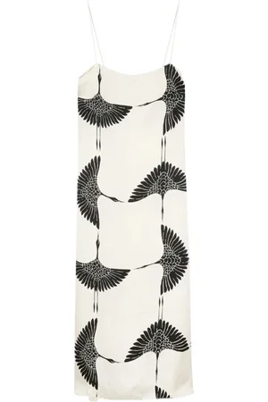 Khaite Sicily Crane-print midi dress