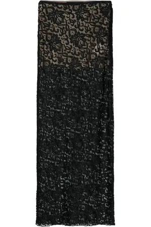 ROTATE Floral-lace slip maxi skirt