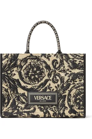 VERSACE Medium Barocco Athena raffia tote bag