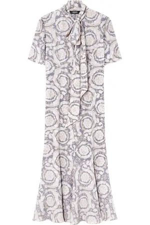 VERSACE Barocco Lavallière silk midi dress