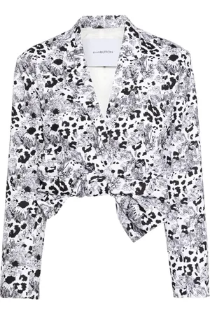 pushBUTTON Bow printed cropped jacket