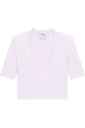 Courrèges Ribbed knit V-neck top