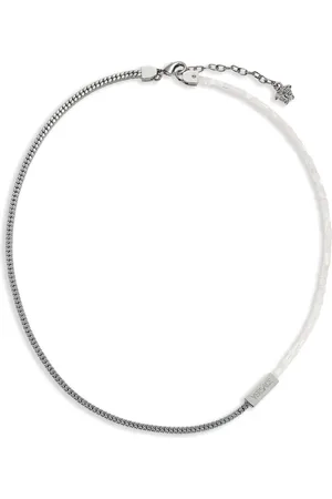 VERSACE Logo-engraved beaded chain necklace