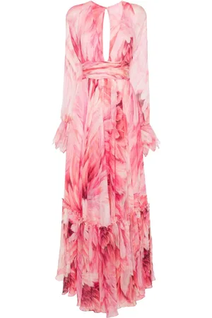 Roberto Cavalli Plumage-print maxi dress