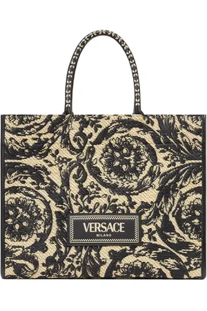 VERSACE Large Barocco Athena raffia tote bag