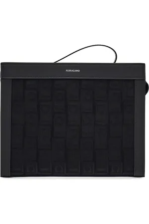 Salvatore Ferragamo Jacquard leather-trim pouch
