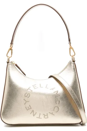 Stella McCartney Studded-logo metallic shoulder bag