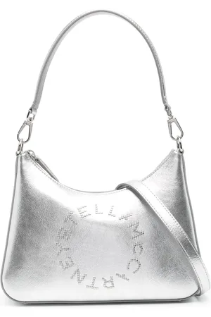 Stella McCartney Studded-logo metallic shoulder bag