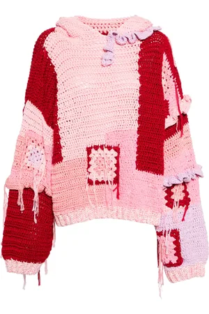 Cavia Colour-block crochet-knit hoodie
