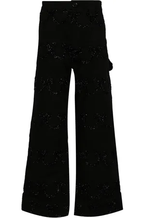 Simone Rocha Crystal-embellishment wide-leg cotton trousers