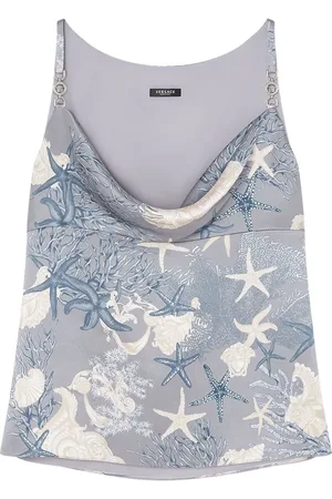 VERSACE Barocco Sea cowl-neck silk top