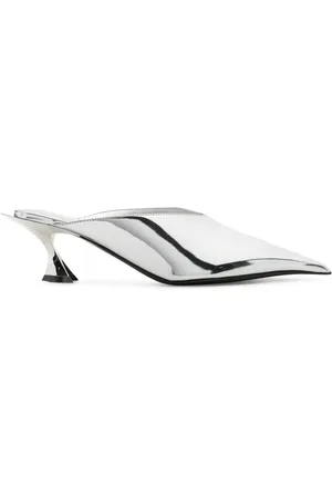 MUGLER 55mm metallic leather mules