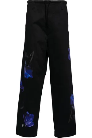 YOHJI YAMAMOTO Rose-print cotton trousers