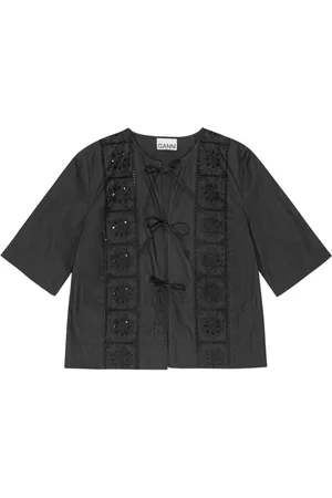 Ganni Embroidered short-sleeve shirt