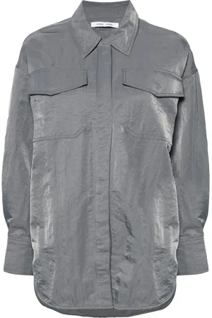Samsøe Samsøe Gira press-stud crinkled shirt
