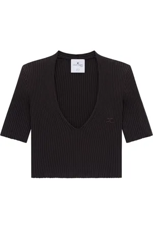 Courrèges Ribbed knit V-neck top