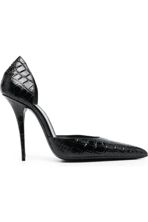 Saint Laurent Crocodile-effect stiletto pumps