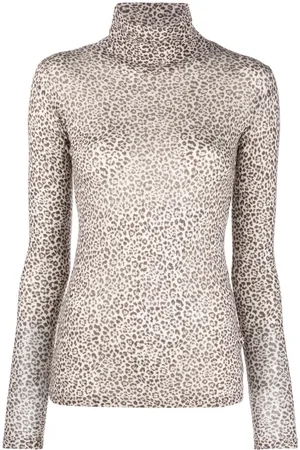 Saint Laurent Leopard turtleneck jumper