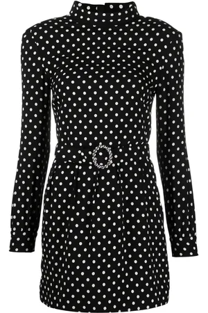 Saint Laurent Belted polka-dot minidress
