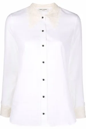 Saint Laurent Lace-trim striped shirt