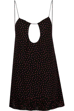 Saint Laurent Polka-dot print cut-out detail mini dress