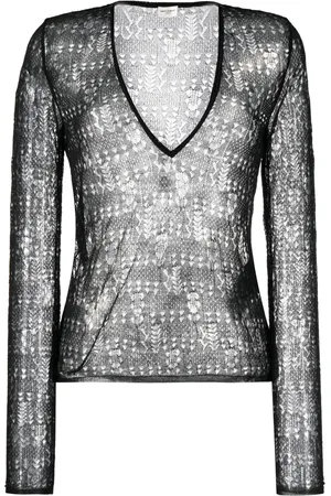 Saint Laurent Open-knit semi-sheer top